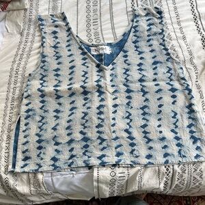 Blue Patterned Sleeveless Top